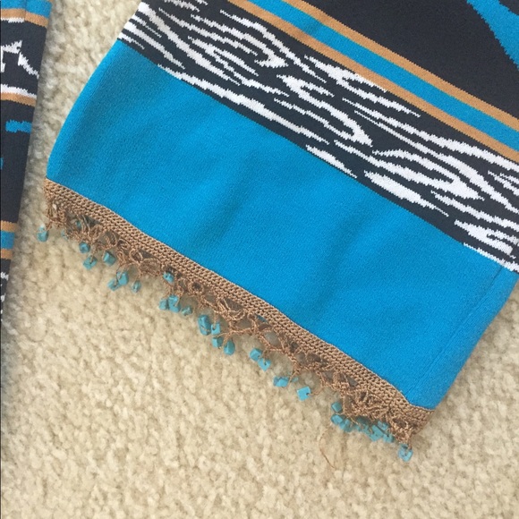 Ali Miles Turquoise Beaded Hi Waist Pants S - Picture 3 of 8